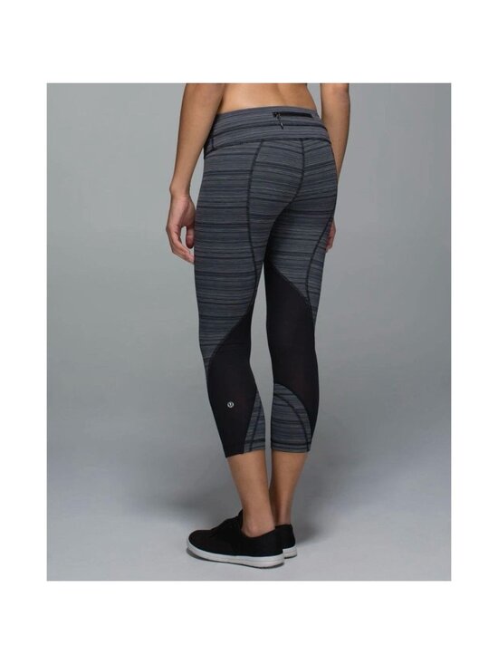 lululemon athletica Pants - Lululemon Run Inspire Crop II Luxtreme Legging 4 Cyber Stripe Black Mesh Pocket